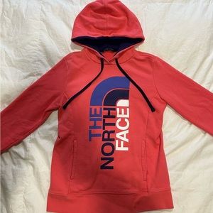 The North Face Hooded Sweatshirt with fleece lining.